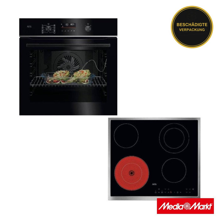 AEG 5000 SurroundCook Backofen & ORN64A02XB 6 Zones Glaskeramik Kochfeld Set Einbau · beschädigte Verpackung