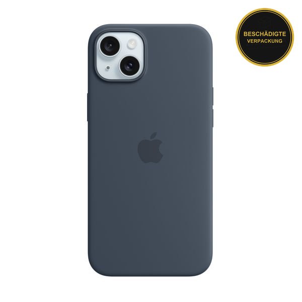 Apple iPhone 15 Plus Silicon Case with MagSafe Storm Blue · beschädigte Verpackung