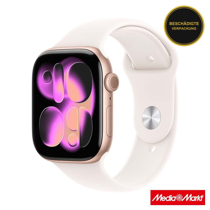 Apple Watch Series 11 GPS 42mm Rose Gold Aluminium Case mit Light Blush Sport Band - S/M · beschädigte Verpackung