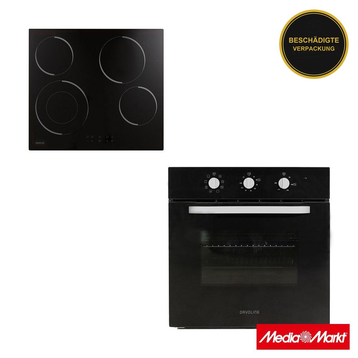 Davoline Einbau Backofen mit Kochfeld OHCS8004 Black