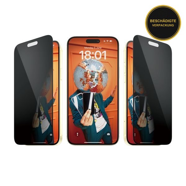 PanzerGlass Ultra-Wide Fit Privacy iPhone 15 Plus · beschädigte Verpackung