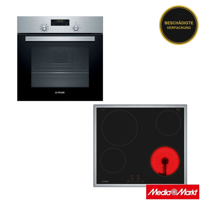 Pitsos PH10M40X2 Inox Backofen & Family CRE645S06 Glaskeramik Kochfeld · beschädigte Verpackung