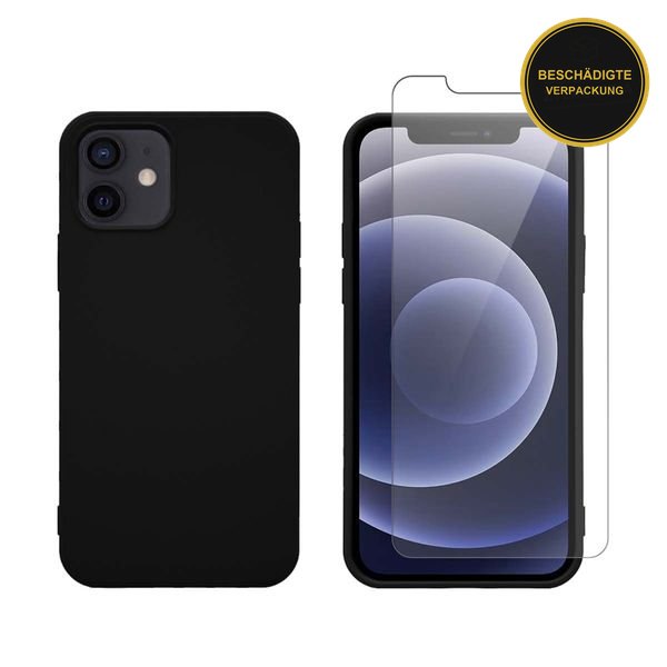 Redshield iPhone 12/12 Pro Silicone Black Case & Tempered Glass · beschädigte Verpackung