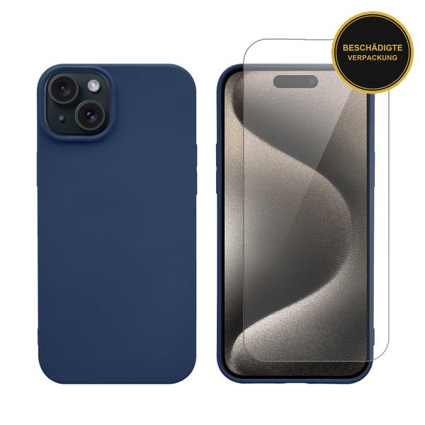 Redshield iPhone 15 Silicone Case & Glass Blue