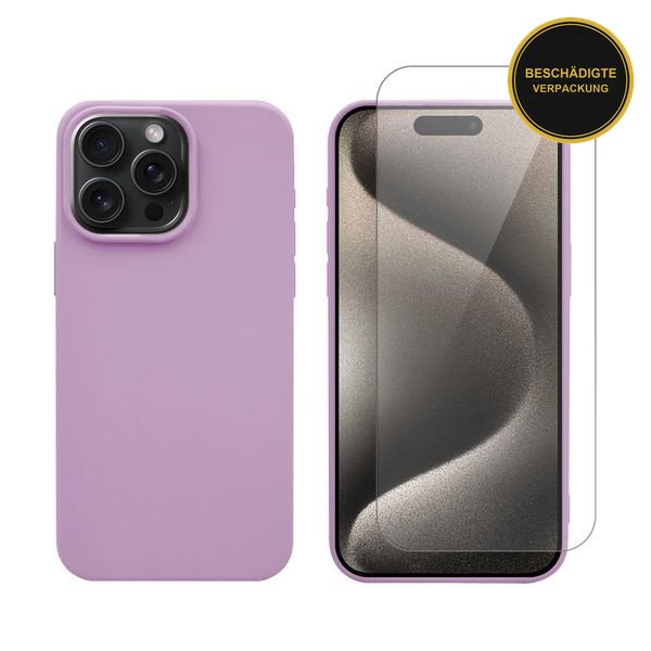 Redshield Silicone Case & Glass Set Purple für iPhone 15 Pro Max · beschädigte Verpackung