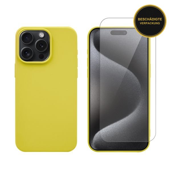 Redshield Silicone Case & Glass Set Yellow für iPhone 15 Pro Max